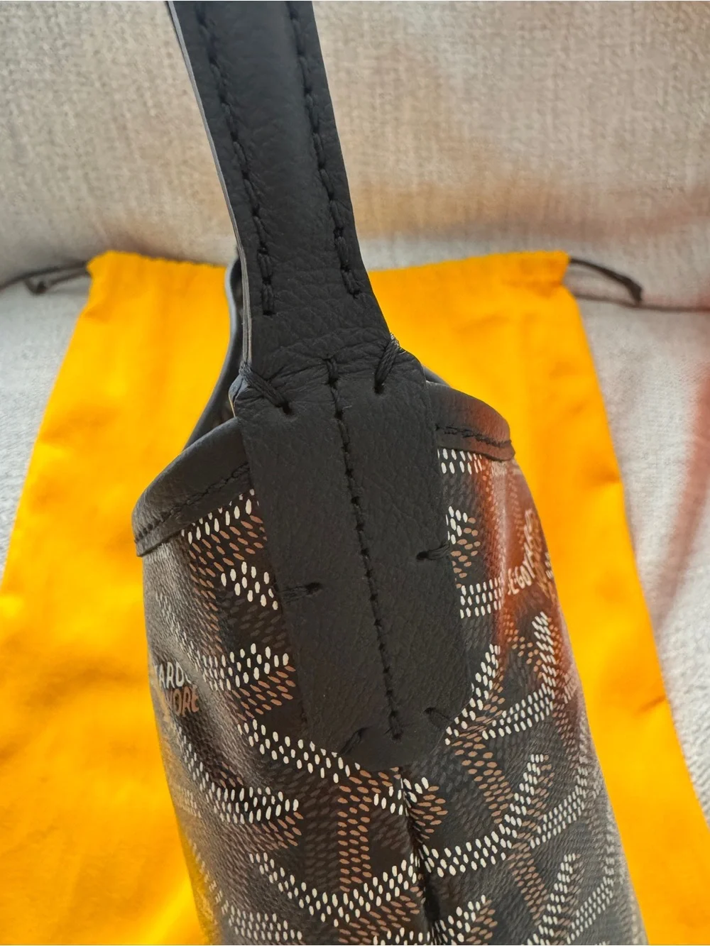Goyard Mini Boheme Hobo Shoulder Canvas Bag in Black with Pink Heart Marquage